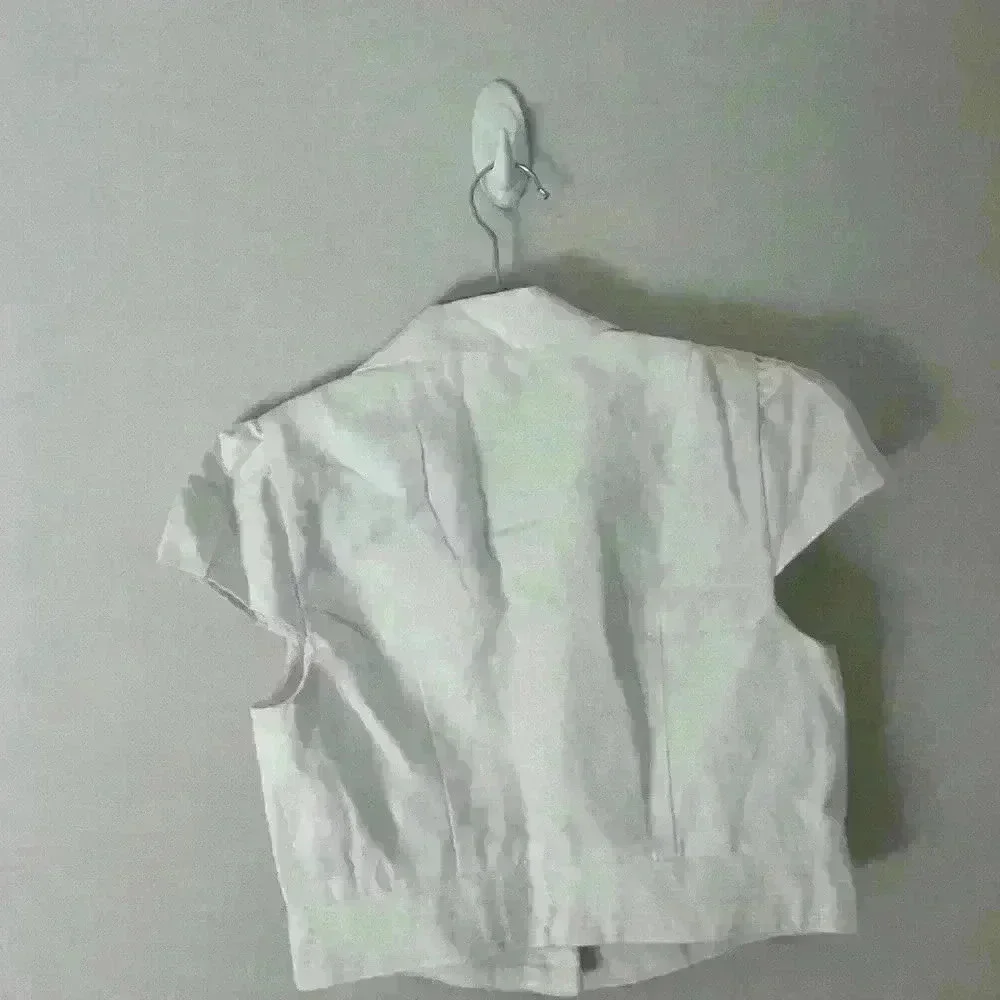NEW anthropologie white elevenses cropped blazer edgy swift career preppy chic